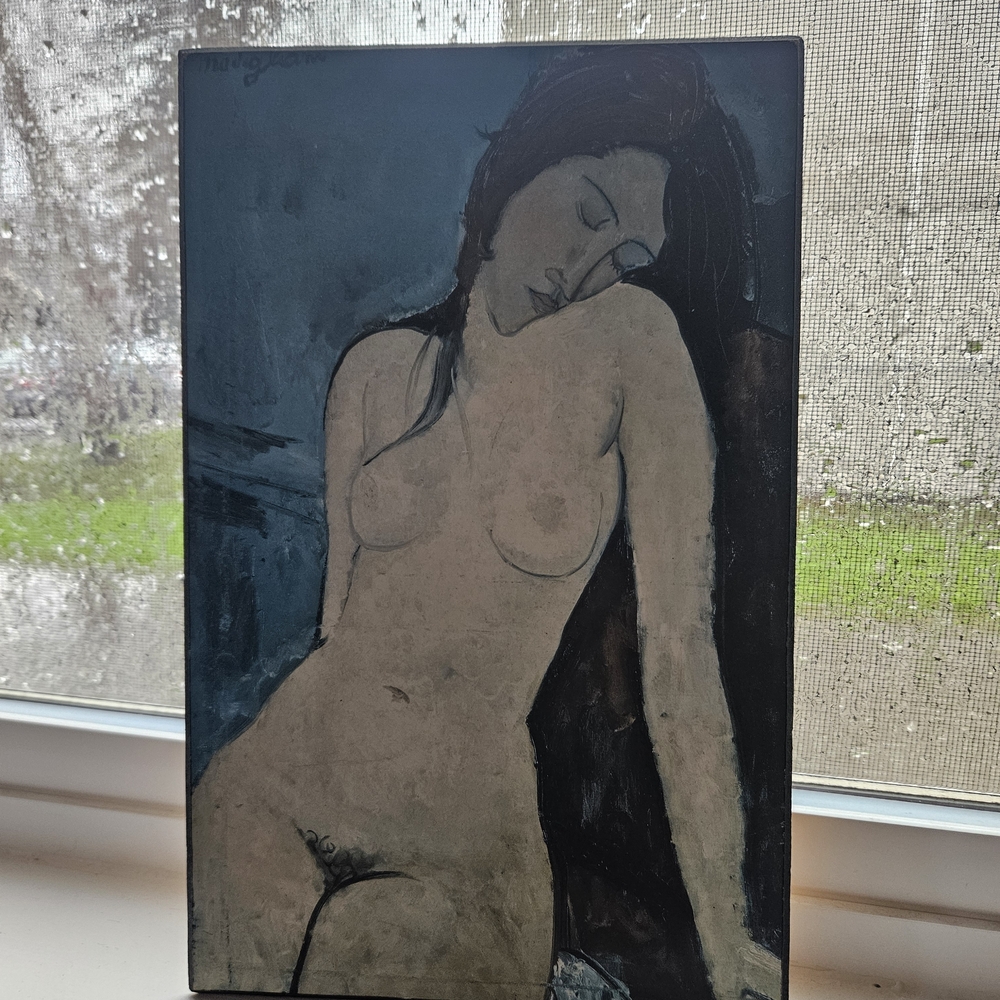 Nude Art Print in Blue and Cream